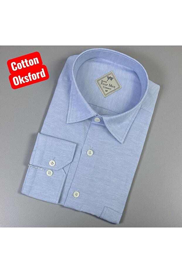 Cotton Long Sleeve Oxford Classic Collar Button down Men's Shirt (Regular Fit)