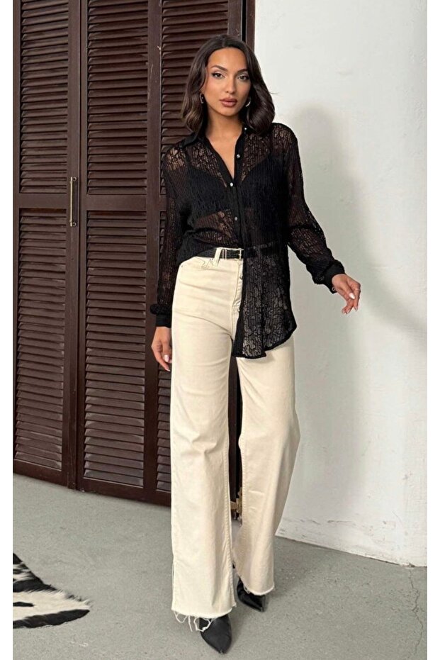 Plise Dantel Gömlek - 3