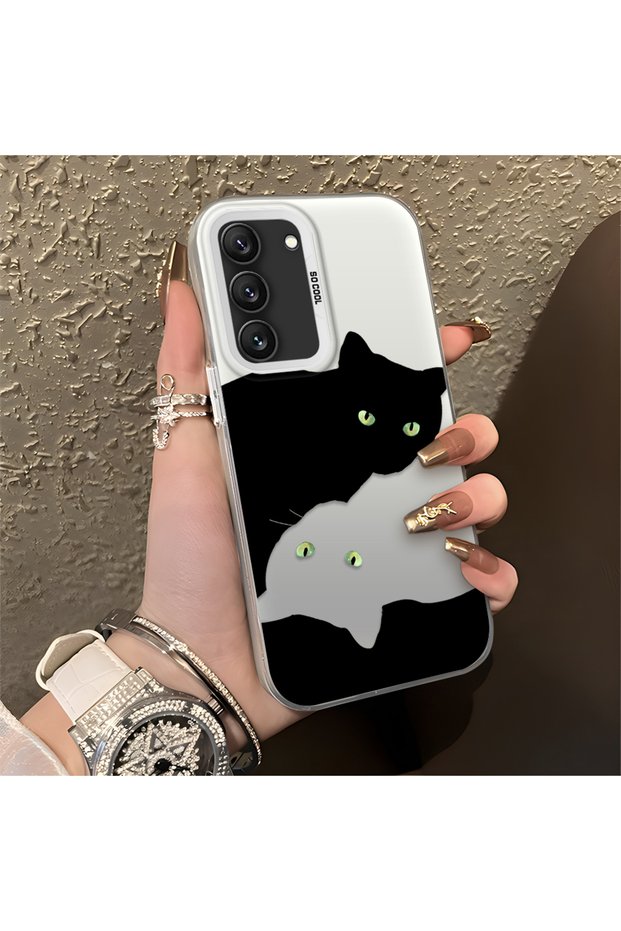 Samsung Galaxy S25 Plus Compatible, Cute Cat Patterned Shock Protection Phone Case.