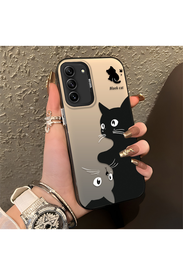 Samsung Galaxy S25 Fe Compatible, Cute Cat Patterned Shock Protection Phone Case.