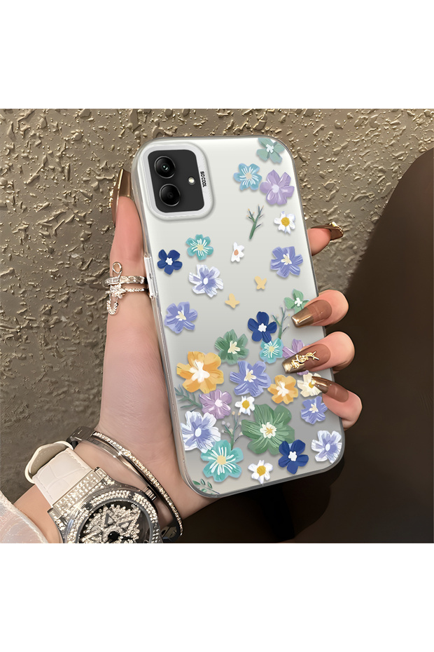 Samsung Galaxy A04E Compatible, Beautiful Flower Pattern, Impact Protective Phone Case