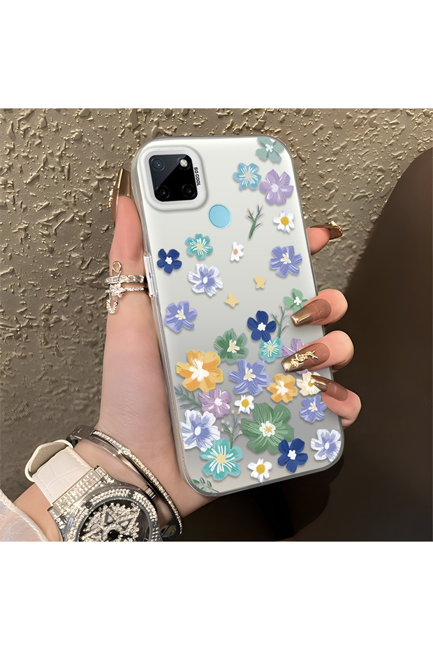 Realme C25Y/C21Y Compatible, Beautiful Flower Pattern, Impact Protective Phone Case