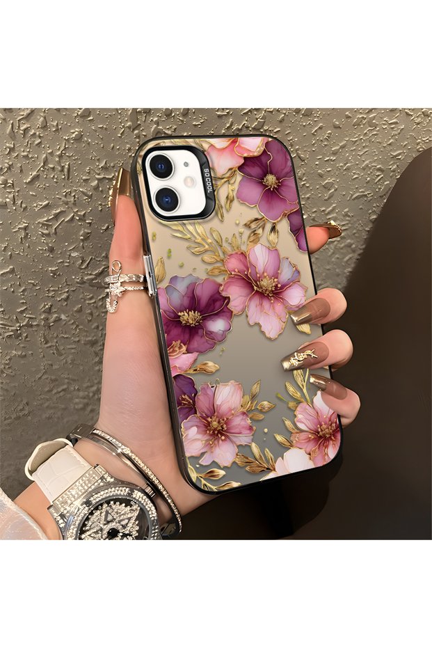 متوافق مع هاتف iPhone 12، تصميم خفيف الوزن وفاخر بنمط الزهور، غطاء هاتف واقٍ من الصدمات