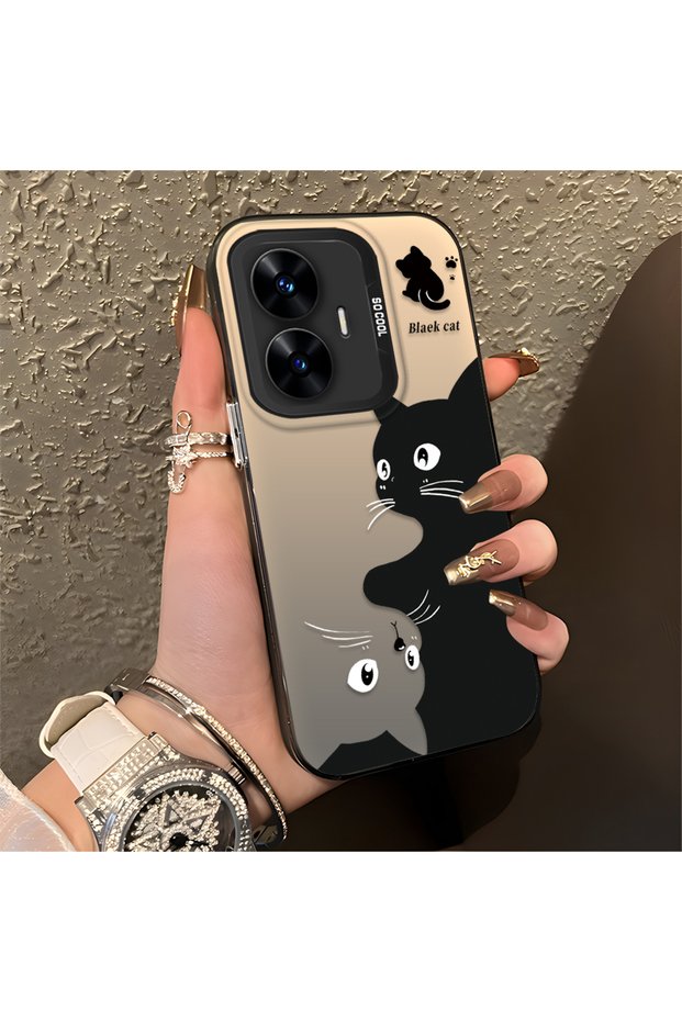 Realme C55 Compatible, Cute Cat Pattern Shock Protection Phone Case.