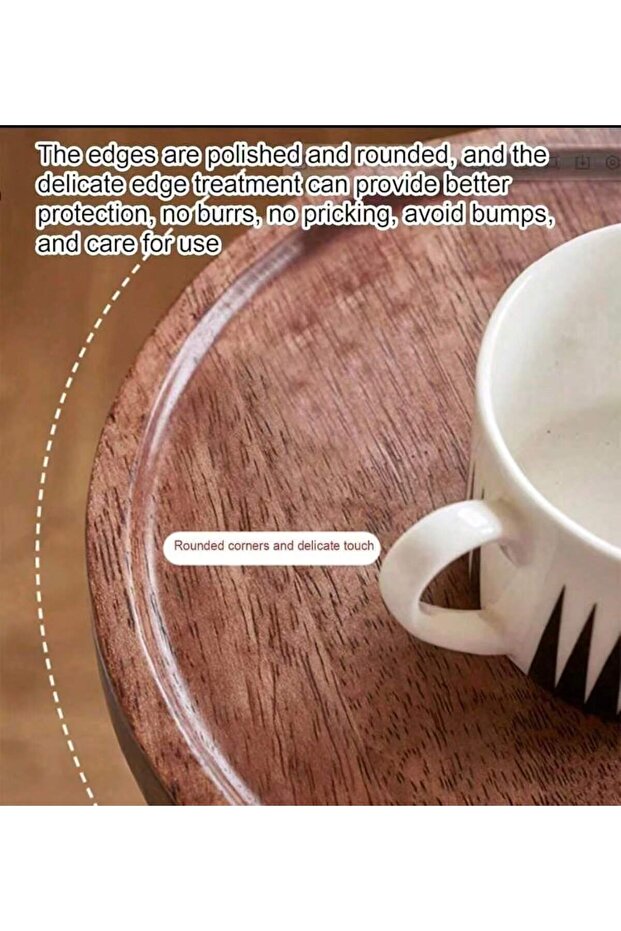 طاولة جانبية دائرية متحركة بأرجل من الخشب الصلب، طاولة متعددة الاستخدامات للفناء الخلفي أو ركن القهوة - 7