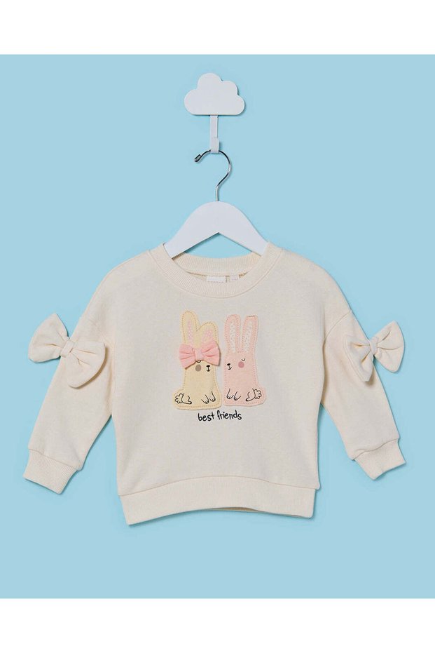 Infant Girls Ivory Bunny Embellished T-Shirt