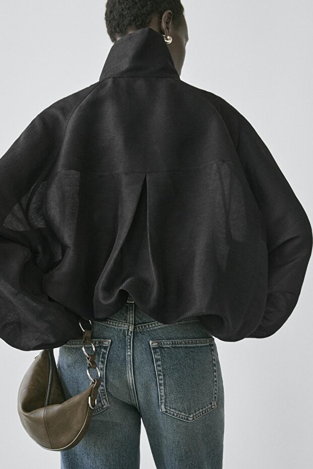 Keten ipek bomber ceket - 4