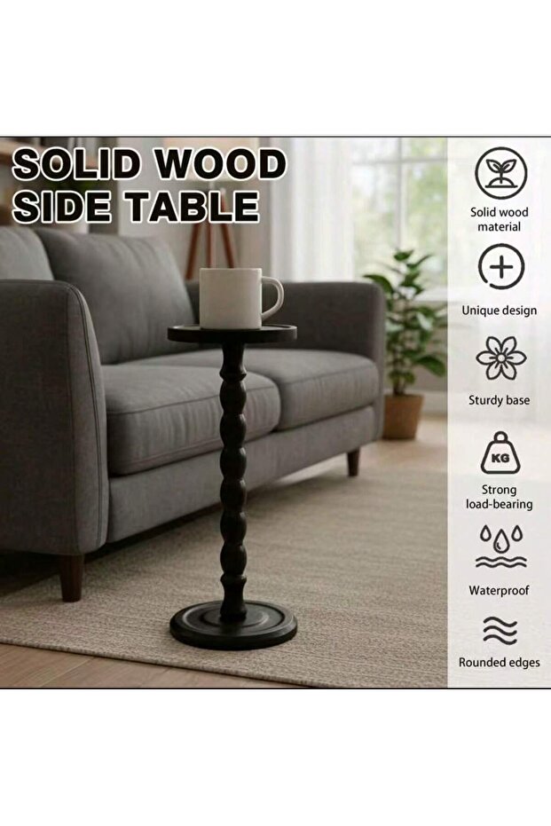 طاولة قهوة دائرية متعددة الاستخدامات، أرجل من الخشب الصلب، مصنوعة من مواد طبيعية، مثالية للترفيه بجانب حمام السباحة في الفناء الخلفي. - 7