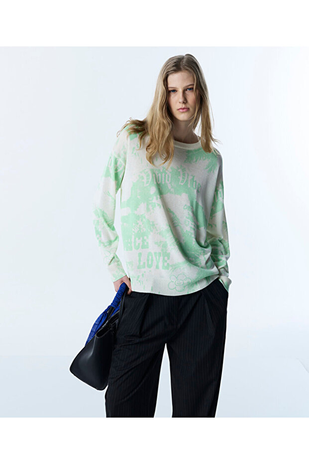 SLOGAN VE GÖRSEL BASKILI TRİKO - 1