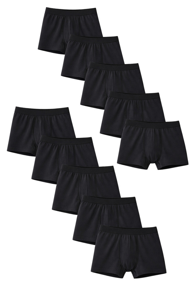Boys' Cotton Slim Fit Breathable Boxers 10-Pack Black-Black