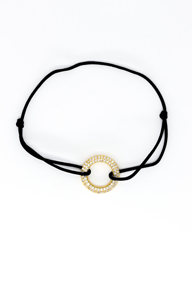 سوار رافعة بسلسلة سوداء مرصع بحجر الزركون - 1