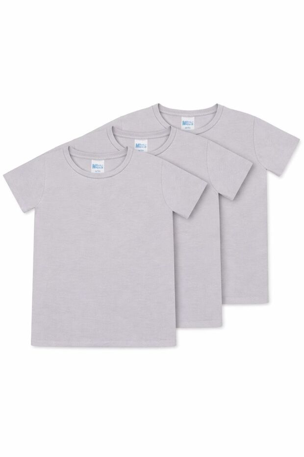 Unisex Children's Crew Neck Short Sleeve Standard Fit 3-Pack Gray Color Kids T-Shirt