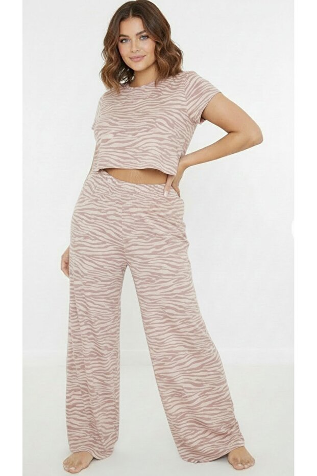 جزء سفلي بنمط حمار وحشي وردي مقاس كبير - 2