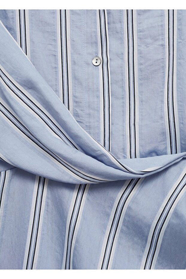 Dökümlü gömlek elbise - 5