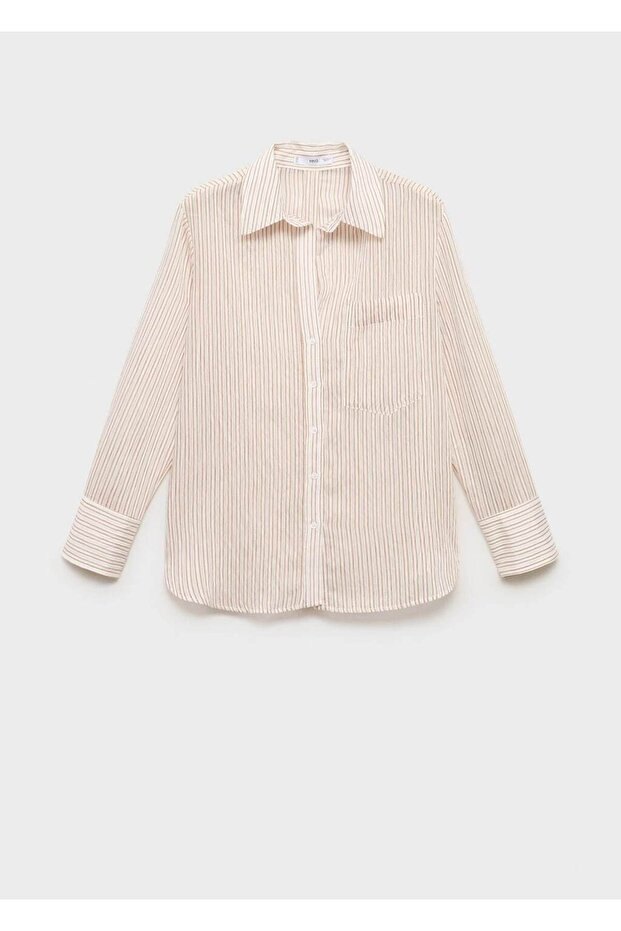 Çizgili yarı transparan gömlek - 3