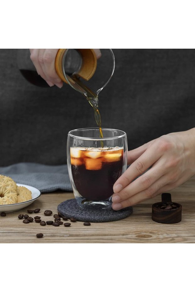 350 ml Double Walled Glass Hand-Resistant Glass Coffee Glass Cocktail Glass