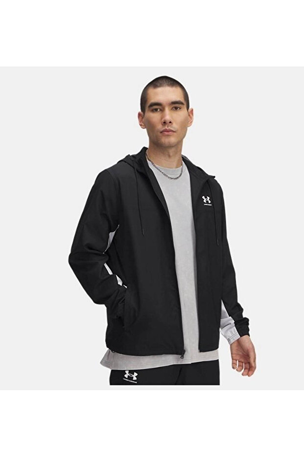 Ua Rival Wvn Windbreaker Black - White Men's Sweatshirt 1390149-001