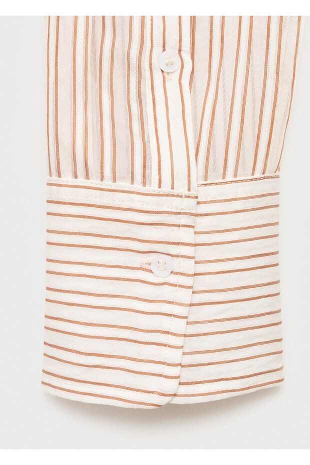 Çizgili yarı transparan gömlek - 5