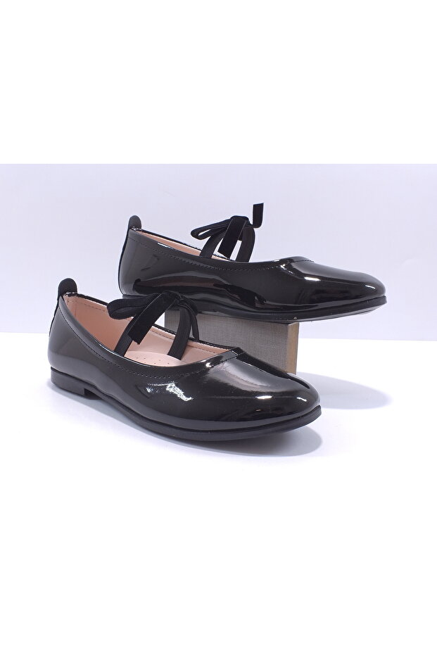 Rubber Bow Patent Leather Ballet Shoes