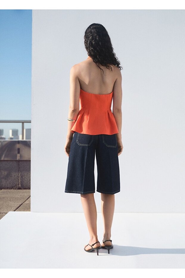 Halter yaka peplum yelek - 4