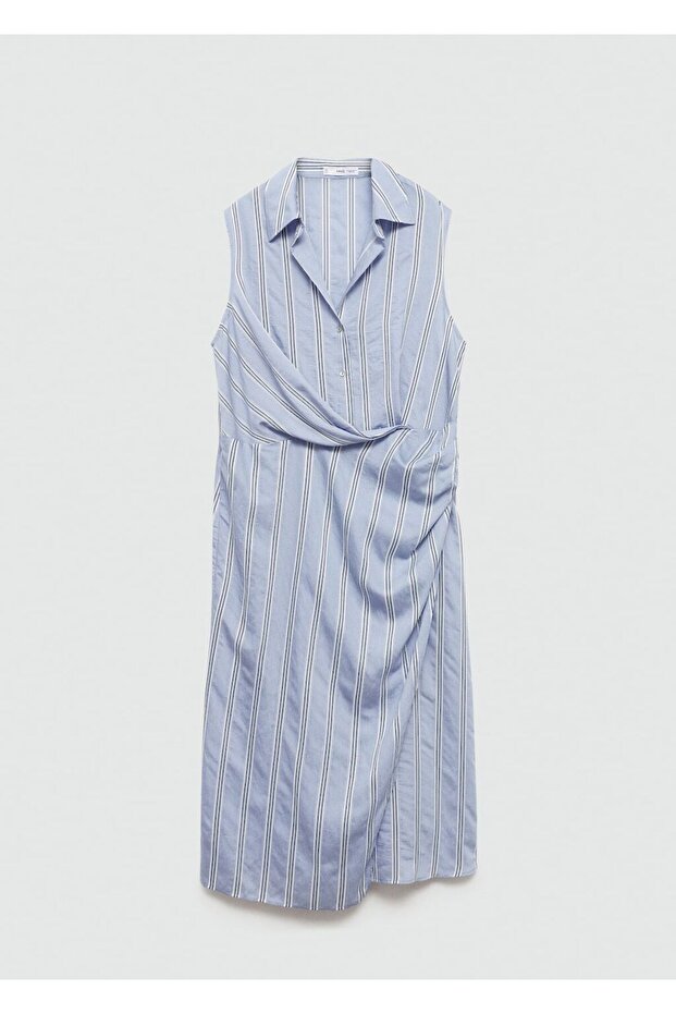 Dökümlü gömlek elbise - 3