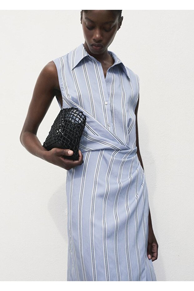 Dökümlü gömlek elbise - 1