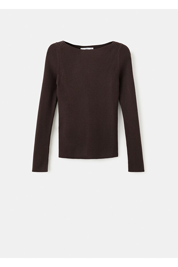 Kayık yaka örgü kazak - 3