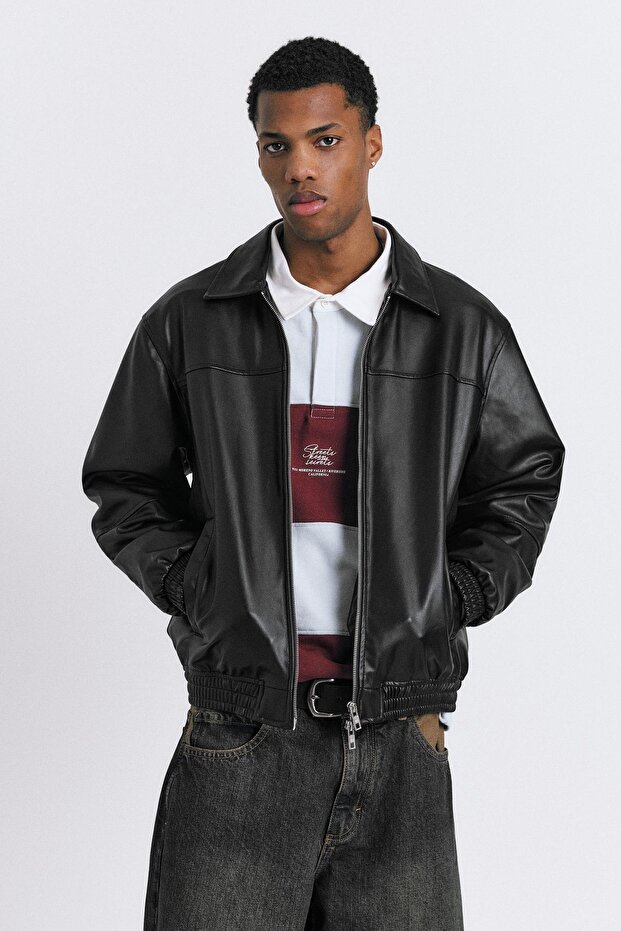 Hacimli suni deri ceket - 3