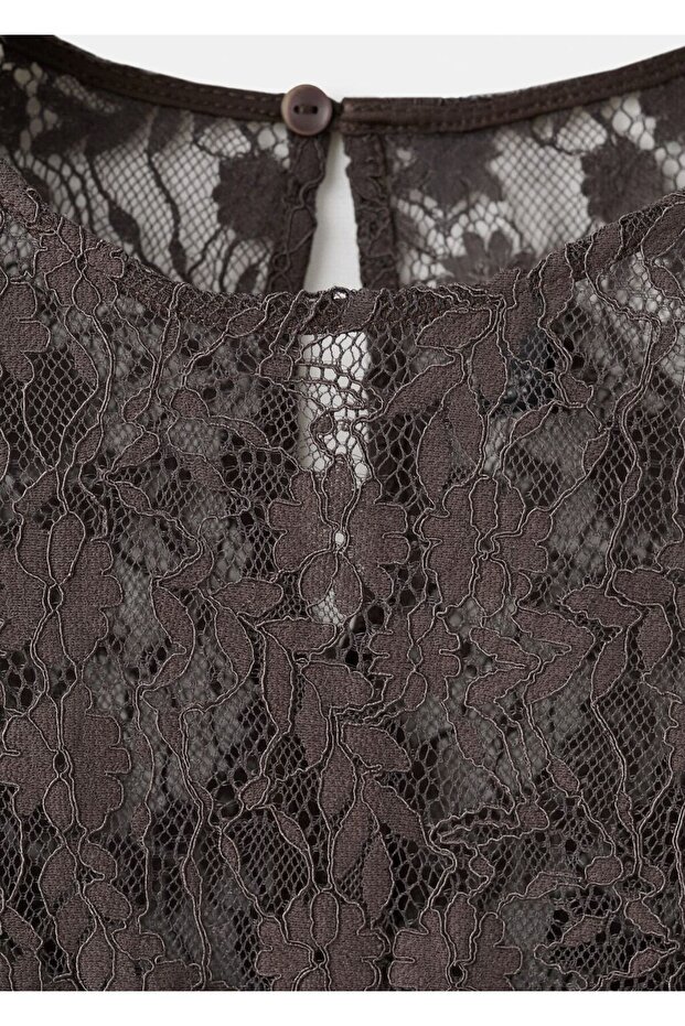 Tüllü karma elbise - 8