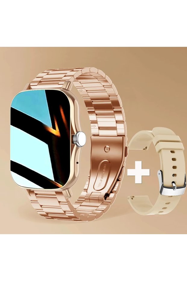 Golden Steel Strip LAXASFIT 2025 New Smart Watch for Men Women Gift Full Touch Screen Sports Fitness