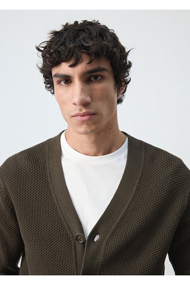 Mikro yapılı orta kalınlıkta triko ceket - 6