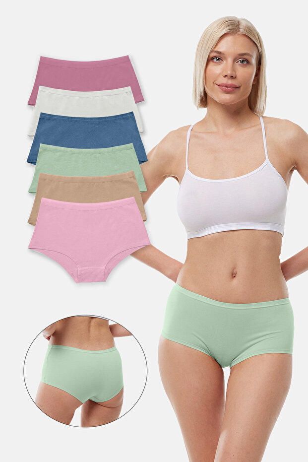 Women's Colorful 6-Pack Wide-Brimmed Non-Marking Modal Panties 1906