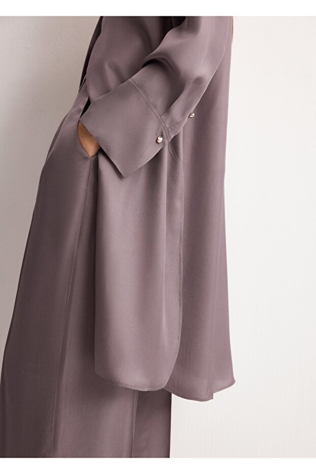 Uzun gömlek, bant yaka - 8