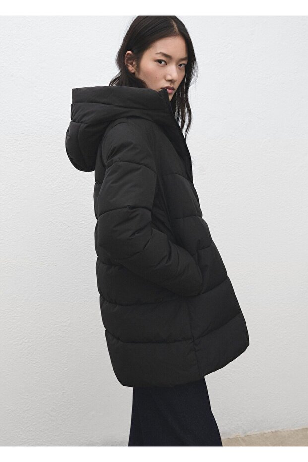 Kapüşonlu kapitone anorak - 7