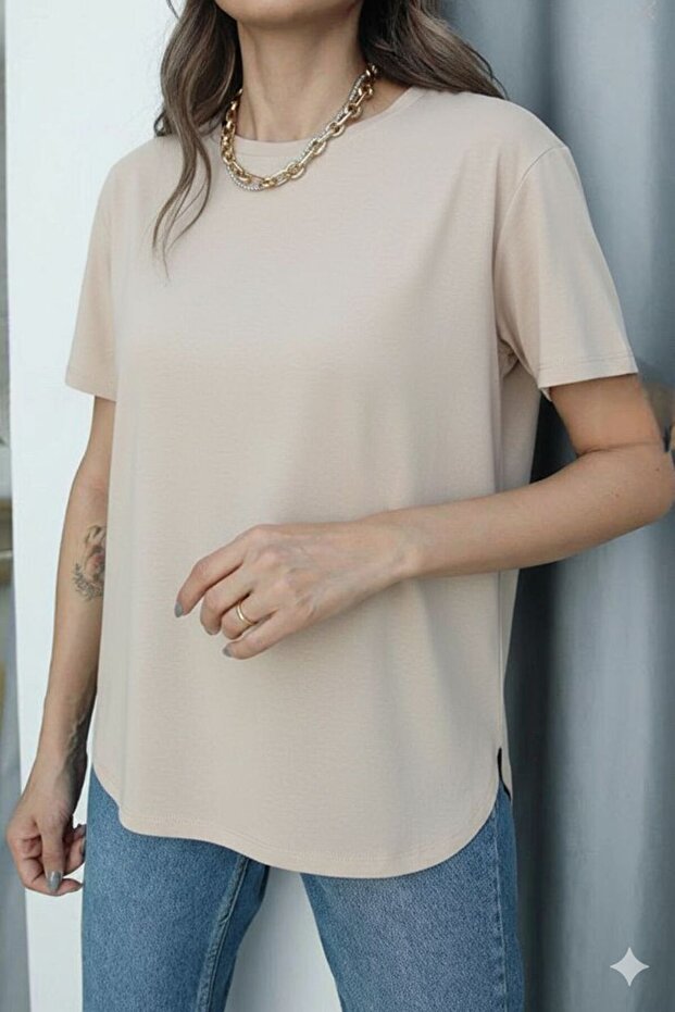 Modal Kumaş Basic Tshirt - 1