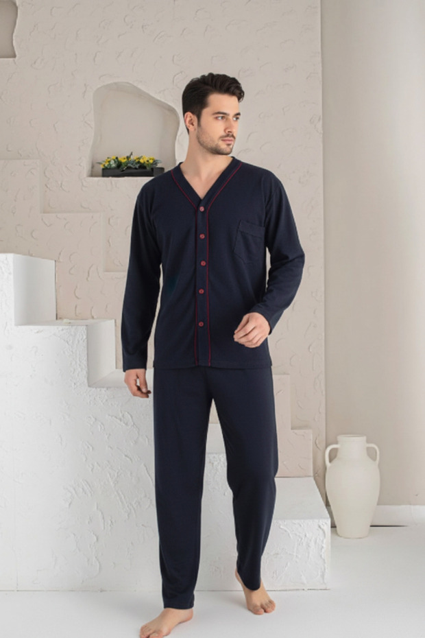 Men's Dark Blue Long Sleeved Pajama Set