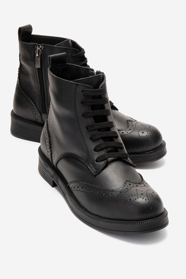Nelvy Black Skin Genuine Leather Women's Boots