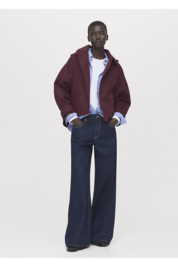 Kapüşonlu kruvaze trençkot - 2