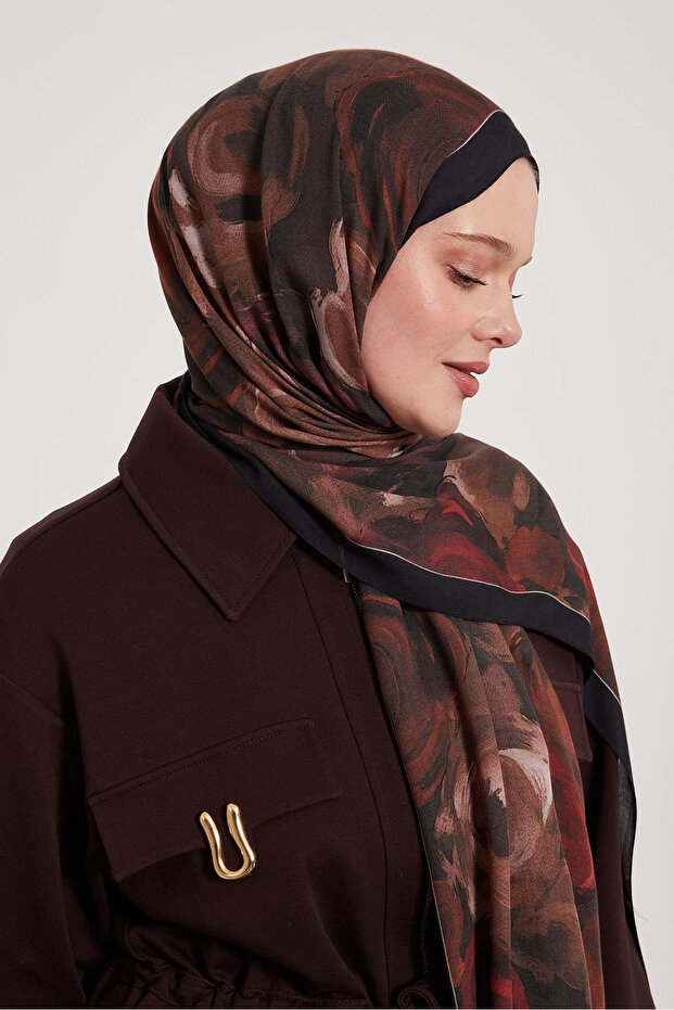 Patterned Silk Shawl - Endless Black - 3