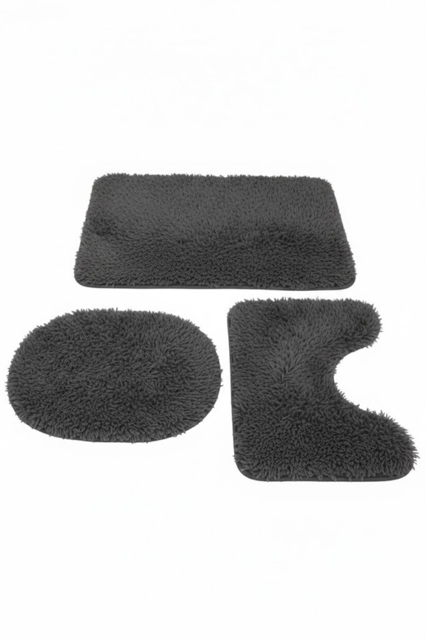 Plush Non-Slip Washable Bath Mat Toilet Set 3-Piece 50x80/50x60/40x45 (toilet lid)
