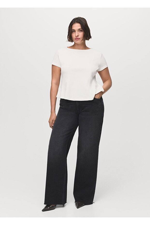 Pamuklu evaze tişört - 7