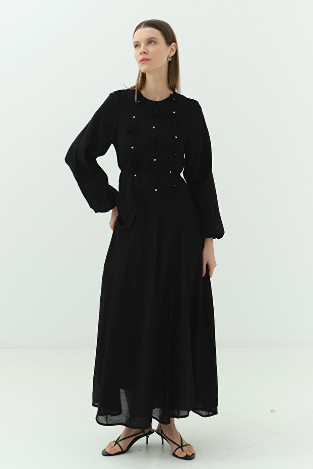 Çiçekli Modal Elbise - 6