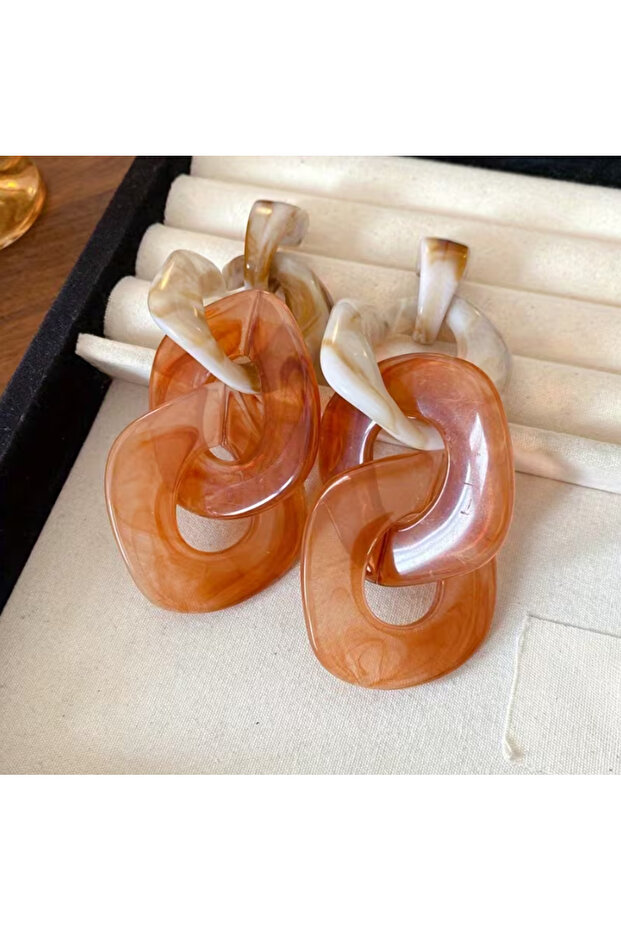 أقراط متدلية من الراتنج والحجر على شكل عظم - 2