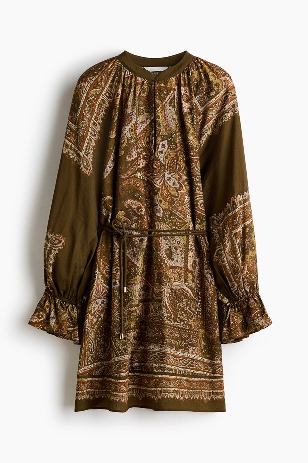 Kuşaklı Gömlek Elbise - 1