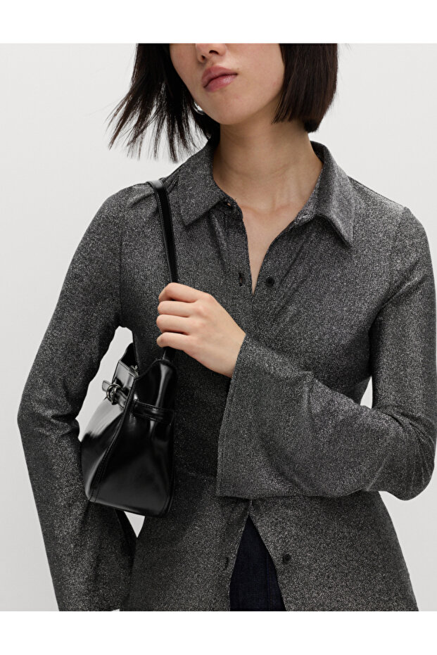 Işıltılı Düğmeli Bluz - 3