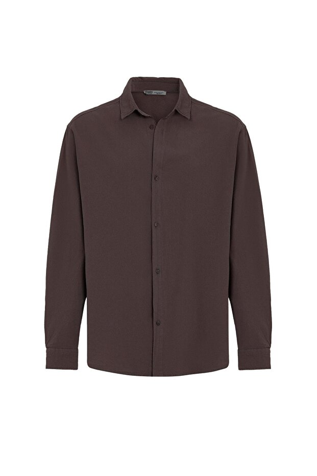 Basic Oversize Keten Takım Kahve - 5