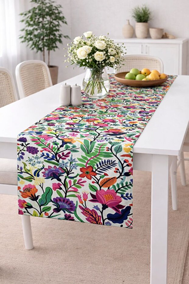 Babyface Fabric Patterned Digital Print Table Runner 40X140 cm Lined