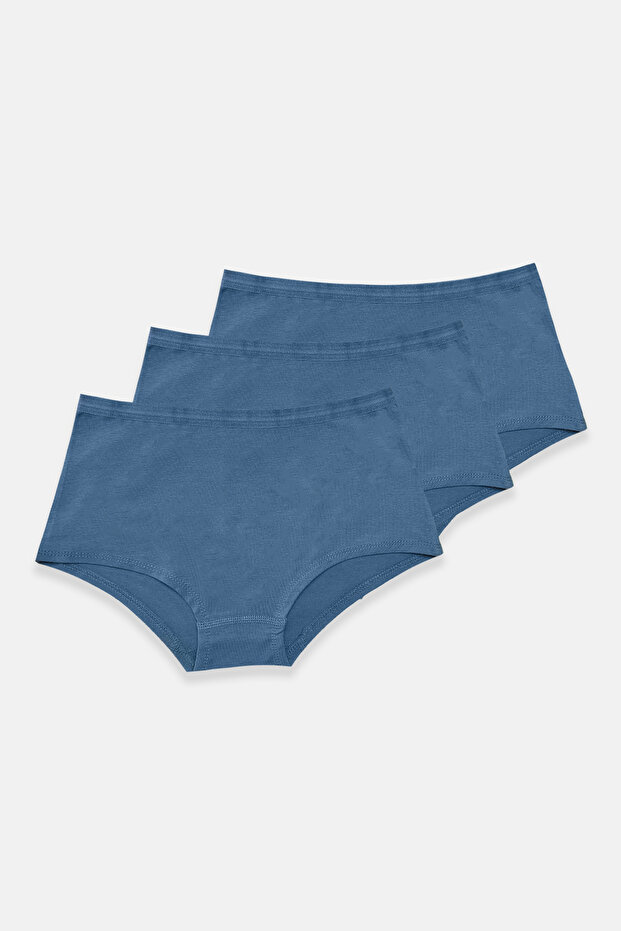 Women's Blue 3-Pack Wide-Ribbed Non-Marking Modal Panties 3m1906