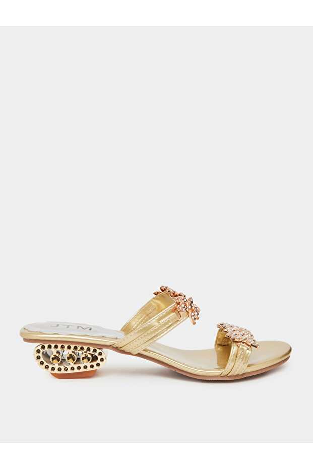 Women Golden Embellished Sandals
