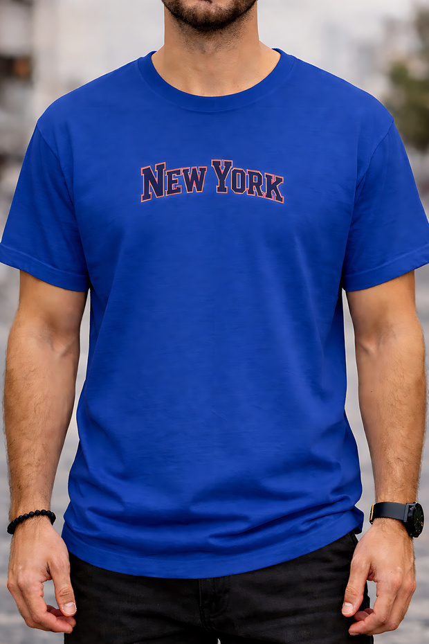 New York Printed Cotton Relaxed Fit Round Neck Unisex T-Shirt